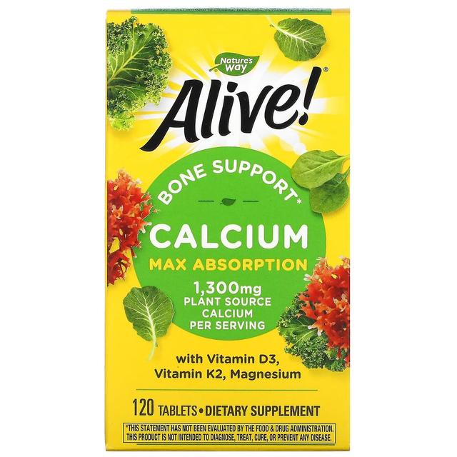 Nature's Way, Alive!, Calcium, Bone Support, 325 mg, 120 Tablets on Productcaster.