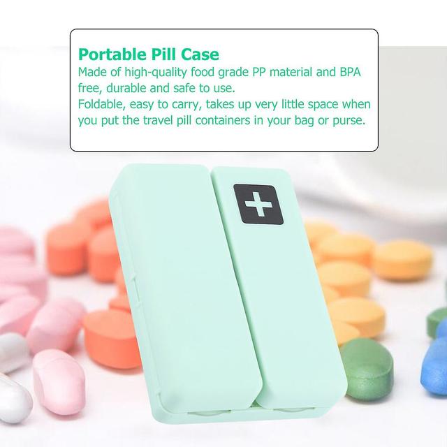 Moselota Collapsible Magnetic Pill Case Daily Pocket Case Holds Vitamin Medication Supplements[green] on Productcaster.