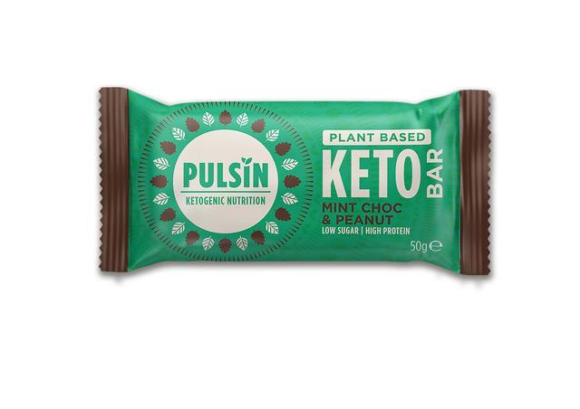 Pulsin plantebasert keto bar mynte choc og peanøtt 18 x 50g case on Productcaster.