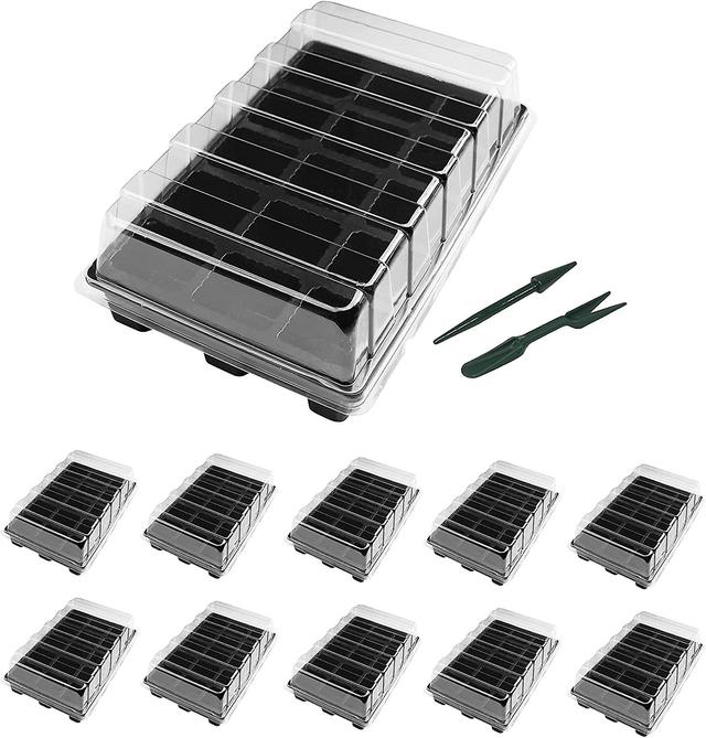 Hgbd-gardzen 5-set Garden Propagator Set, Seed Tray Kits With 200-cell, Seed Starter Tray With Dome And Base 15" X 9" (40-cell Per Tray) - 15-cell 10 on Productcaster.