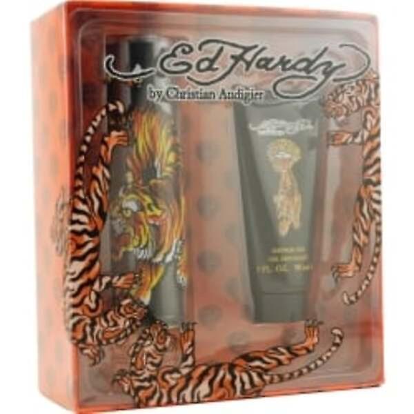 ED HARDY by Christian Audigier EDT SPRAY 3.4 OZ & SHOWER GEL 3 OZ For Men Amber on Productcaster.