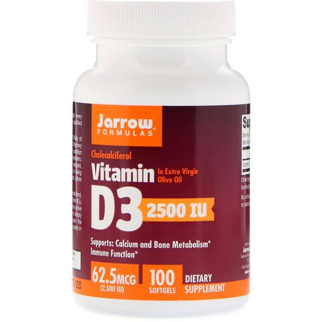 Jarrow Formulas Formule Jarrow, Vitamina D3, Cholecalciferol, 2.500 IU, 100 Softgels on Productcaster.