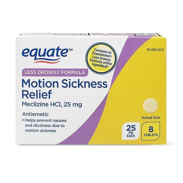 Equate less-drowsy motion sickness relief tablets, 25 mg, 8 count on Productcaster.