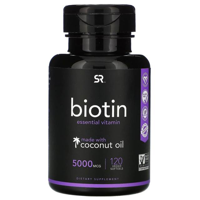 Sports Research, Biotin with Coconut Oil, 5,000 mcg, 120 Veggie Softgels on Productcaster.