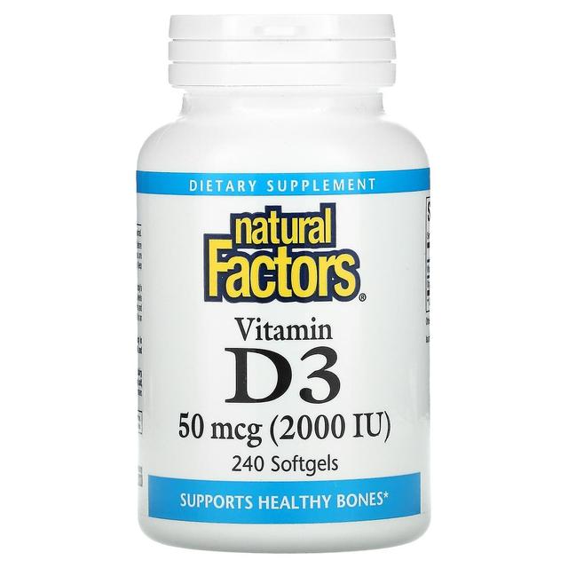 Natural Factors, Vitamin D3, 50 mcg (2,000 IU), 240 Softgels on Productcaster.