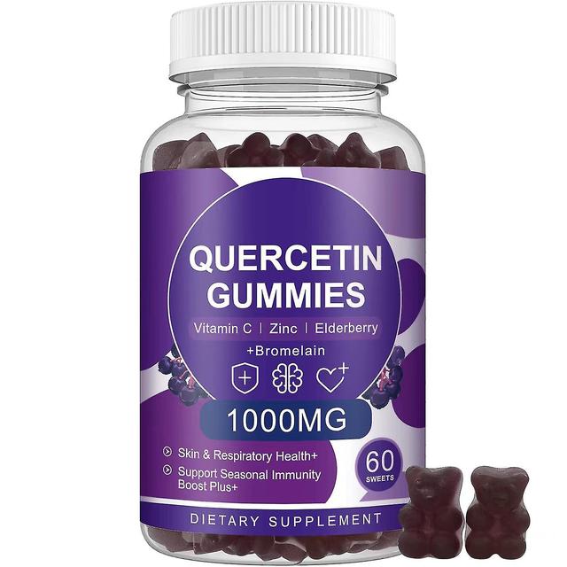 Quercetin 1000mg Gummibärchen, Quercetin mit Zink, Vitamin C, Bromelain & Holunder zur Unterstützung des Lungenimmuns Ergänzung für 60 Stück 1 pcs on Productcaster.