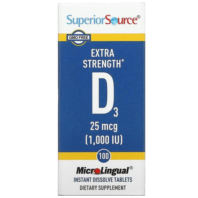 Superior Source, Extra Strength D3, 25 mcg (1,000 IU), 100 MicroLingual Instant Dissolve Tablets on Productcaster.