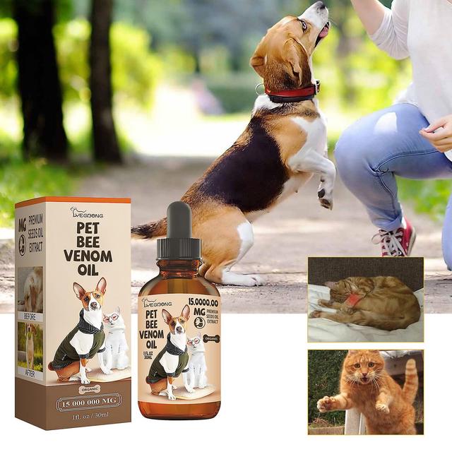 Pet Bee Venom Oil, Bee Venom Joint Bone Therapy For Dogs Cats, Pet Bee Venom Joint And Epilepsy Treatment Oil, Help Reduce Hip Joint Pain 1pcs on Productcaster.