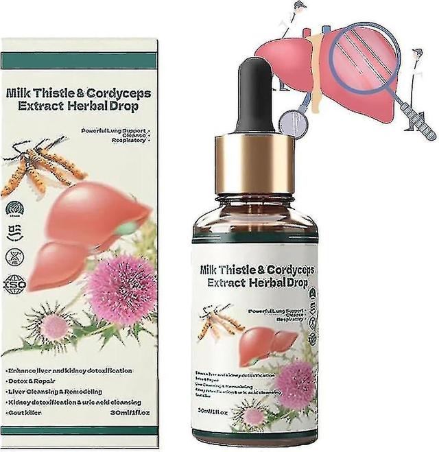 Milk Thistle Cordyceps Sinensis Drops, Powerful Liver Support Liver Detox Liver Care Repair, Herbal Supplements 1pcs on Productcaster.