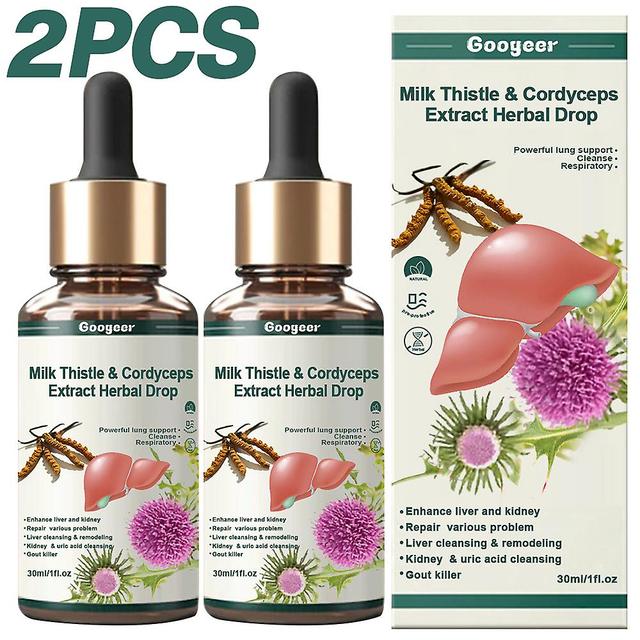 Besser 1/2pcs Milk Thistle & Cordyceps Liquid Drops, Liver Support For Liver And Kidney Cleanse Detox & Repair, Herbal Extract 30ml on Productcaster.