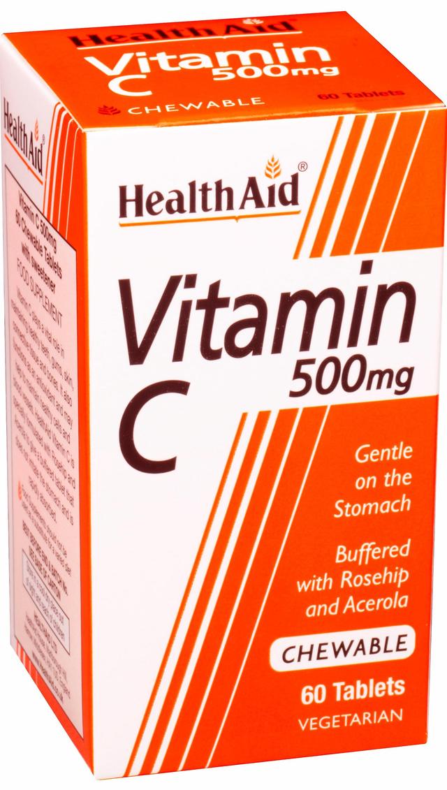 Health Aid Sundhedshjælp vitamin C 500mg-tyggetabletter (appelsinsmag), 60 tablets on Productcaster.