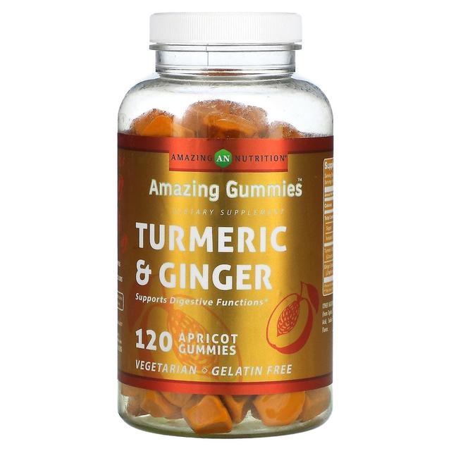 amazing nutrition Nutrição incrível, Gummies incríveis, cúrcuma e gengibre, damasco, 120 Gummies on Productcaster.