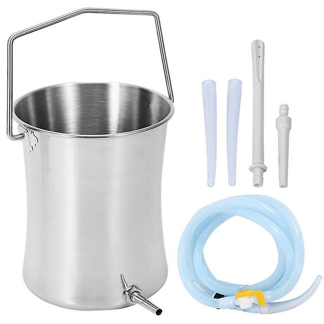 2l Health Stainless Steel Enema Bucket Suitable For Colon Cleansing Reusable Constipation Cleaning Detoxification Cleansing Enem on Productcaster.