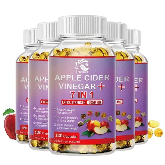 Visgaler ACV Apple Cider Vinegar Capsules 100% Natural & Raw with Elderberry, Ginger & Cayenne Pepper 5 Bottle 120 pills on Productcaster.