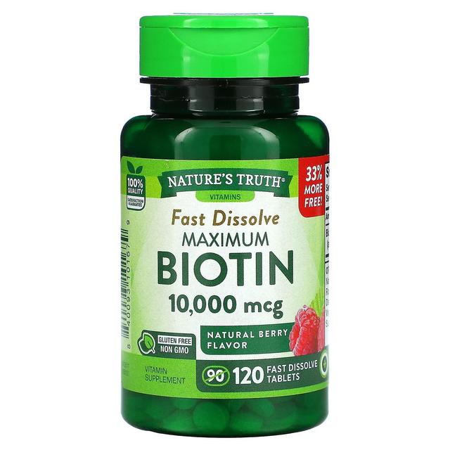 Nature's Truth, Maximum Biotin, Natural Berry, 10,000 mcg, 120 Fast Dissolve Tablets on Productcaster.