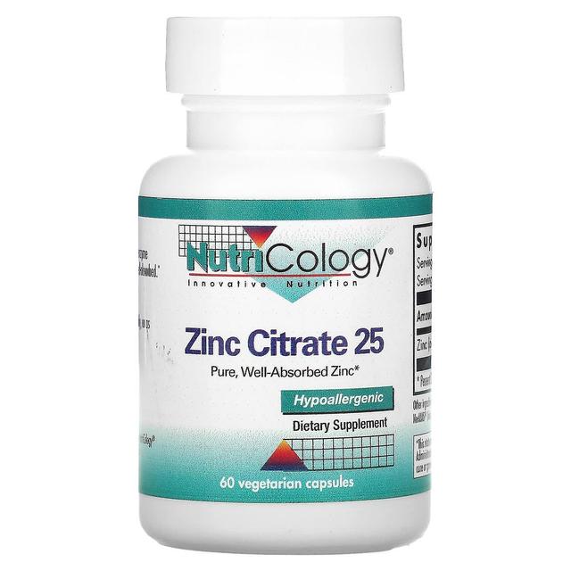 Nutricology, Zinc Citrate 25, 60 Vegetarian Capsules on Productcaster.