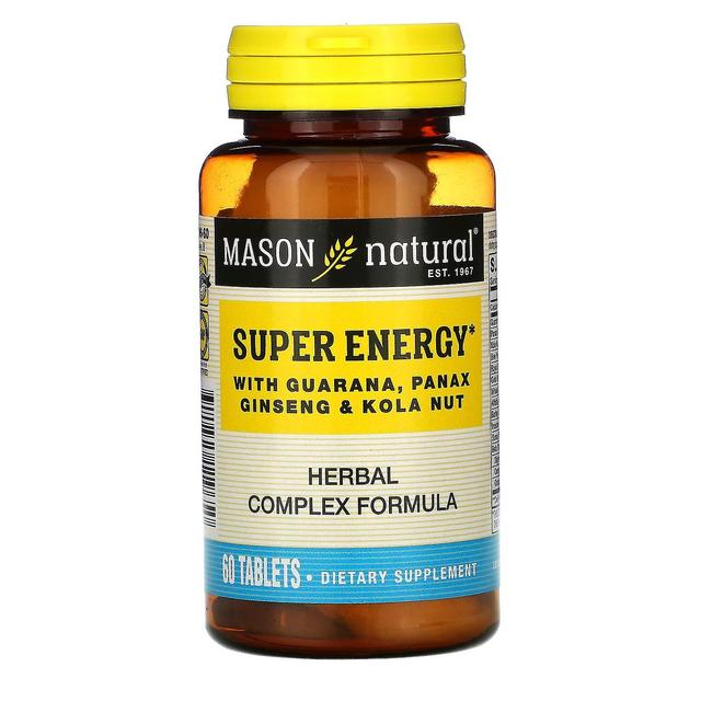 Mason Natural, Super Energy med Guarana, Panax Ginseng & Kola Nut, 60 tabletter on Productcaster.