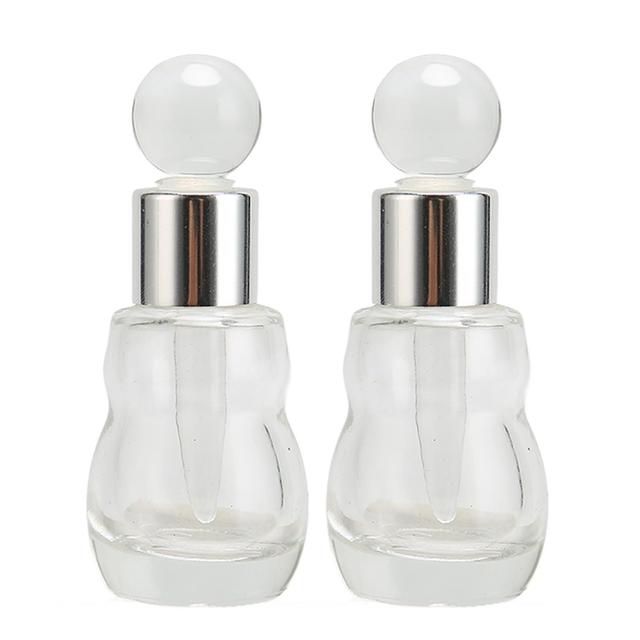 2pcs Glass Perfume Bottle Portable Refillable Empty Bottle With Drop Rod 8ml Silver Cover on Productcaster.