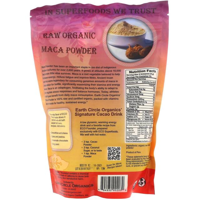 Earth Circle Organics Erde Kreis Bios, roh Bio Maca Pulver, 16 Unzen (454 g) on Productcaster.