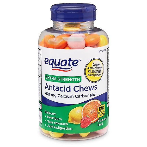 Equate Equiparar azia de força extra + mastigações de alívio antiácido, fruta variada 120 ct on Productcaster.