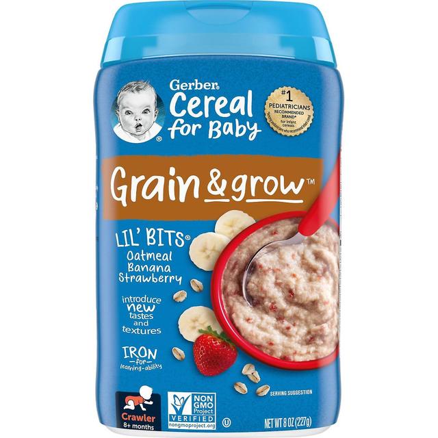 Gerber, Cereal para bebés, granos y cultivo, 8+ meses, Avena y plátano y fresa, 8 oz (227 g) on Productcaster.