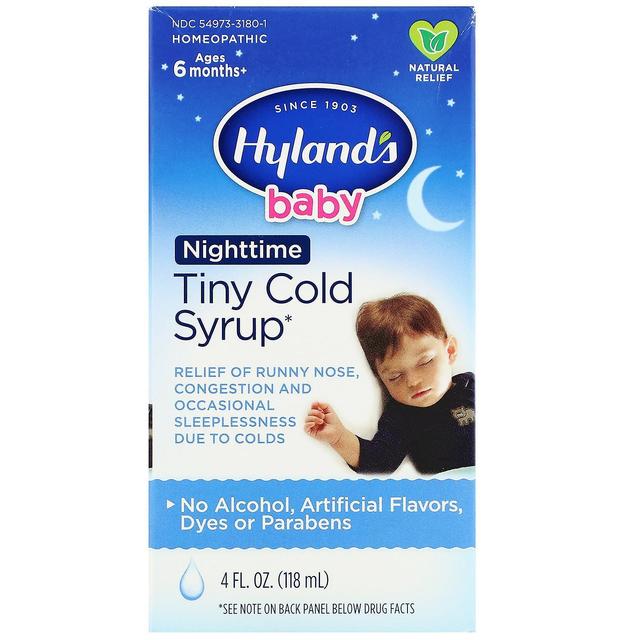 Hyland's, Baby, Tiny Cold Syrup, Nighttime, Ages 6 Months +, 4 fl oz (118 ml) on Productcaster.