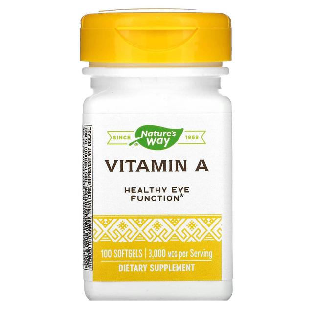 Nature's Way Naturens sätt, Vitamin A, 3,000 mcg, 100 Softgels on Productcaster.