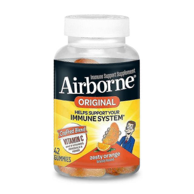 Airborne Caramelle gommose di supporto immunitario nell'aria con vitamina C e zinco, arancia, 42 ea on Productcaster.