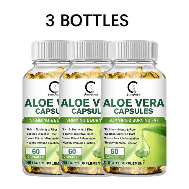 Visgaler Aloe Vera Capsules Fat Burning Cellulite Slimming Slim Body Detox Promotes Intestinal Motility For Woman & Man 3 bottles 60pcs on Productcaster.