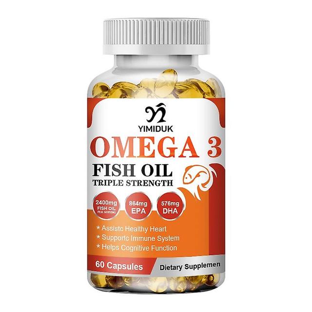 Eccpp Fiskolja 2400mg mjuka geler Omega 3-tillskott med Epa och Dha för hjärna, hjärta, leder, hud och immunstöd 1 flaskor 60 pcs on Productcaster.