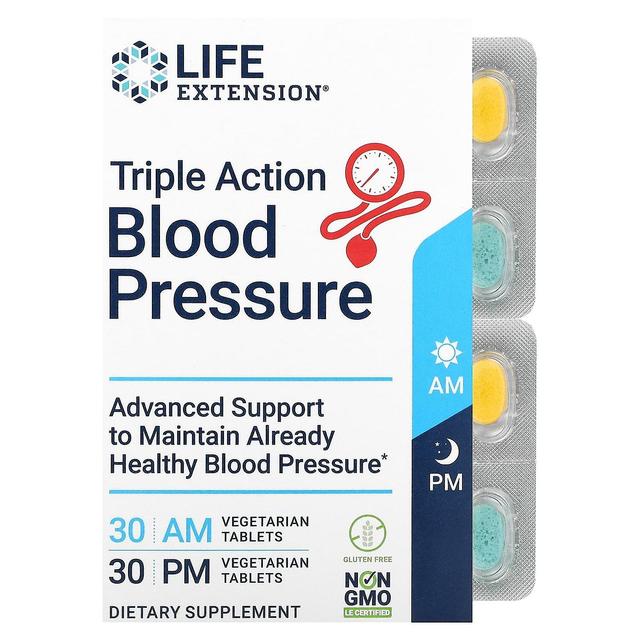 Life Extension Extensão de vida, Pressão arterial de ação tripla, AM / PM, 2 pacotes, 30 comprimidos vegetarianos cada on Productcaster.