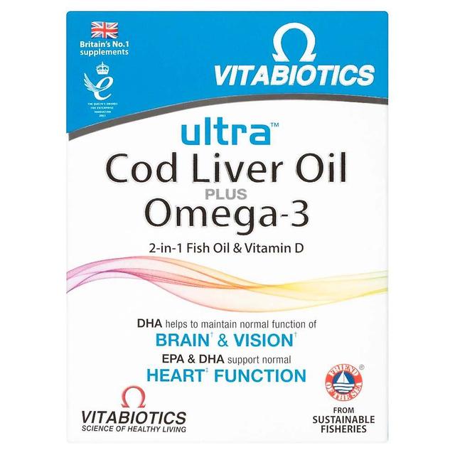 Vitabiotics Vitabiotiká Ultra olej z tresčej pečene plus omega-3 - 60 kapsúl on Productcaster.