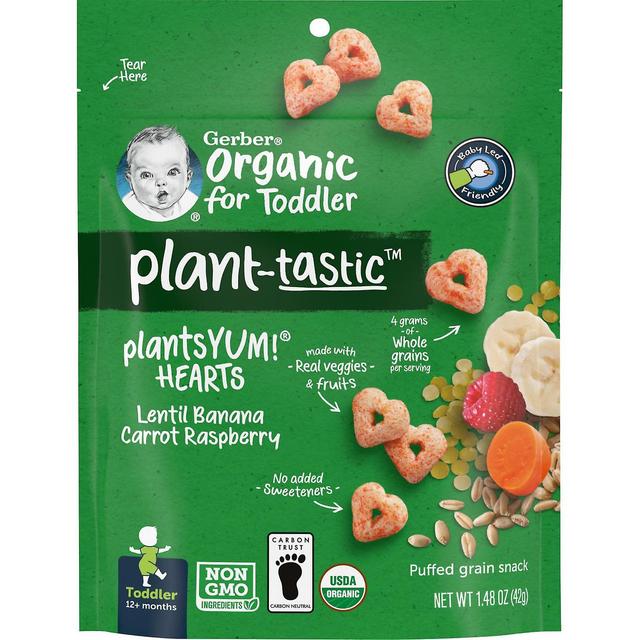 Gerber, Organic for Toddler, Plant-Tastic, Puffed Grain Snack, 12+ Months, Lentil, Banana, Carrot, R on Productcaster.