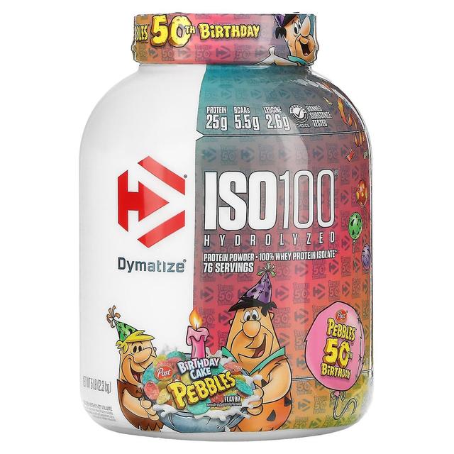 Dymatize Dymatiseren, ISO100 gehydrolyseerd, 100% wei-eiwitisolaat, verjaardagstaartkorrels, 5 lb (2,3 kg) on Productcaster.