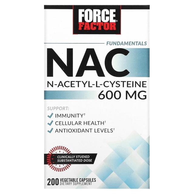 Force Factor Współczynnik siły, podstawy, NAC, N-acetylo-L-cysteina, 600 mg, 200 kapsułek roślinnych on Productcaster.