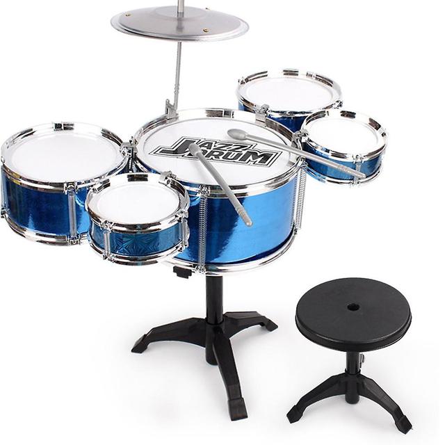 Kids Jazz Drums Set For Toddlers Toughs Knock-resistant Drums Kit Detachable Drums Instrument Blue Oversized Drum Set on Productcaster.