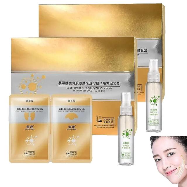 Denstyle Spiral Peptide Deer Bone Collagen Essence Kit,conopeptide Deer Bone Collagen Nano Instant Essence Filling Set,anti-aging Face Serum 2 Sets on Productcaster.