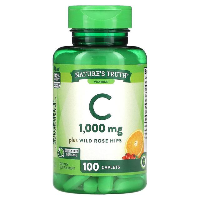 Nature's Truth, Vitamin C Plus Wild Rose Hips, 1,000 mg, 100 Caplets on Productcaster.