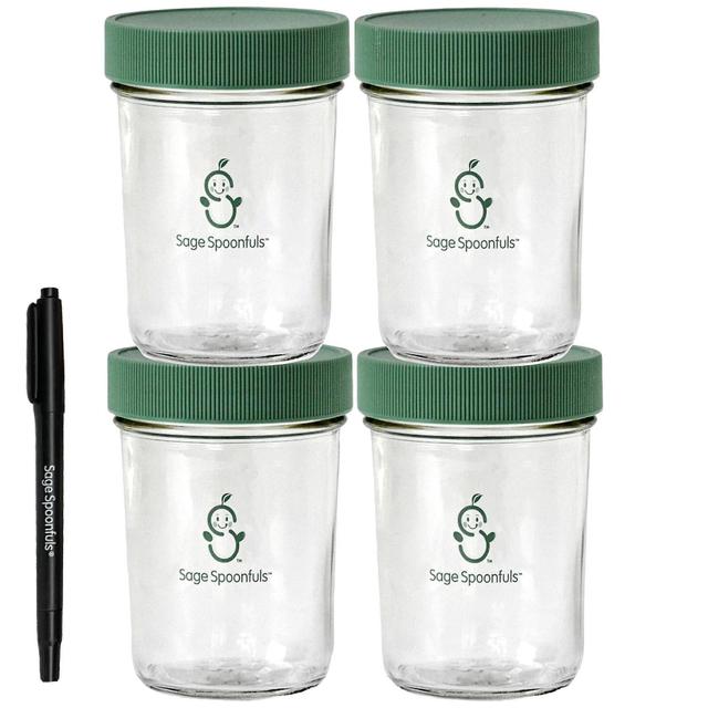 Sage Spoonfuls, Glass Baby Food Jars, 4 Pack, 8 oz Each on Productcaster.