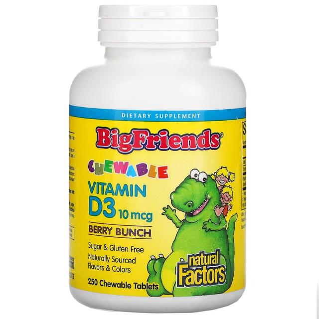 Natural Factors, Big Friends, Chewable Vitamin D3, Berry Bunch, 10 mcg, 250 Chewable Tablets on Productcaster.