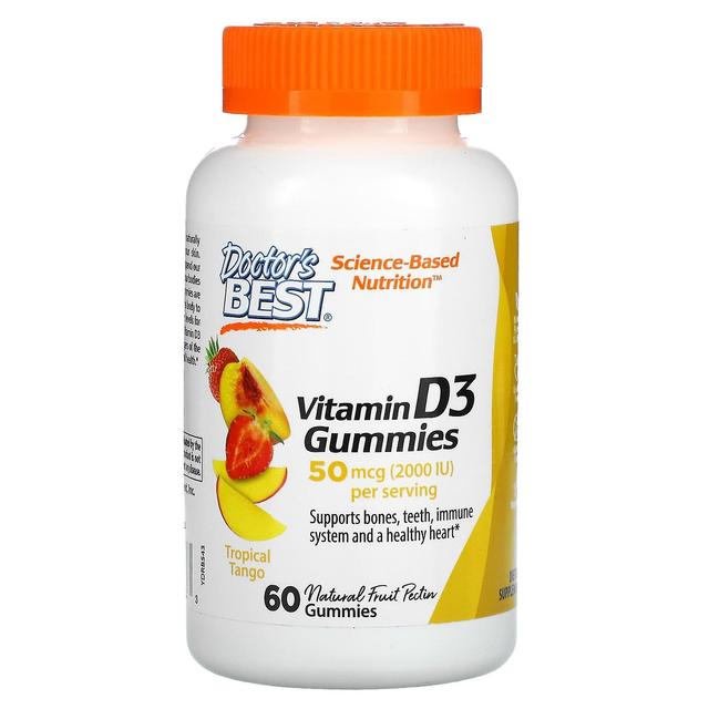 Doctor's Best, Vitamin D3 Gummies, Tropical Tango, 25 mcg (1,000 IU), 60 Gummies on Productcaster.