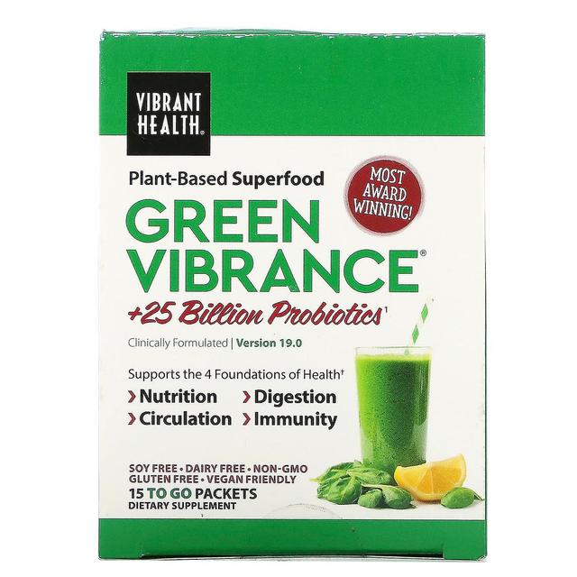 Vibrant Health, Green Vibrance +25 Billion Probiotics, Version 19.0, 15 Packets, 5.96 oz (168.9 g) on Productcaster.