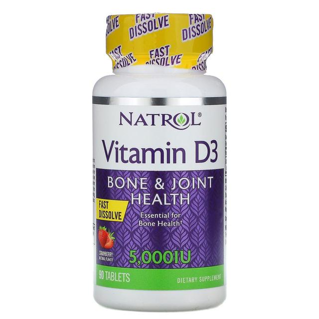 Natrol, Vitamin D3, Schnell auflösen, Erdbeergeschmack, 5.000 I.E., 90 Tabletten on Productcaster.