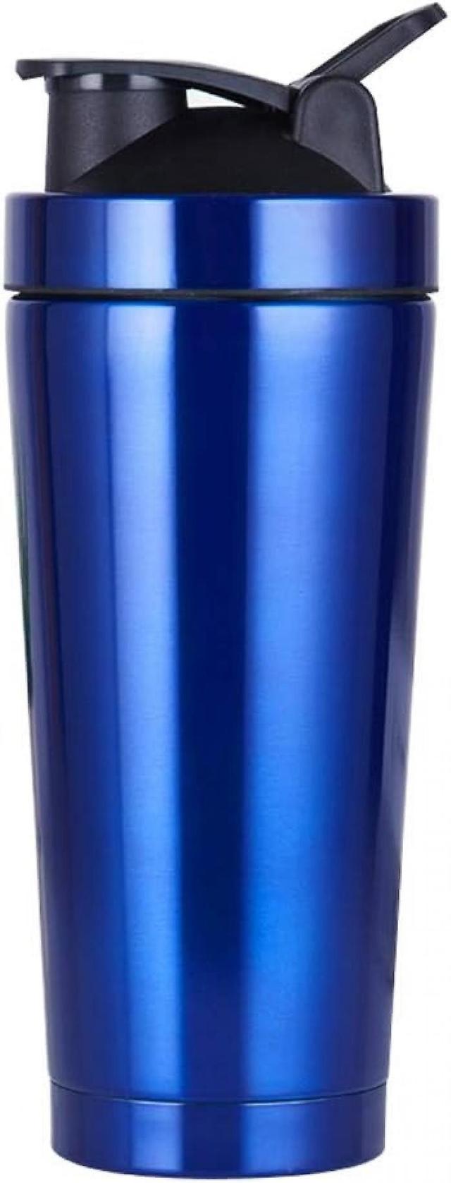 Fitness Shake Cup Gym Meal Replacement Metal Cup Protein Powder Mixer Transparent Blue 750ml on Productcaster.