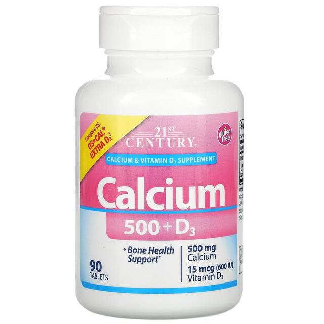 21st Century, Kalcium 500 + D3, 15 mcg (600 IE), 90 tabletter on Productcaster.