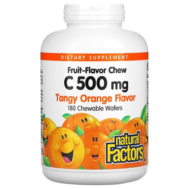 Natural Factors Fatores Naturais, Fruta-Sabor Mastigar Vitamina C, Tangy Orange, 500 mg, 180 Wafers mastigáveis on Productcaster.