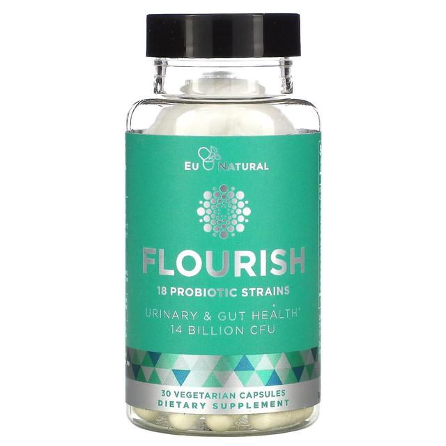 Eu Natural, FLOURISH, Probiotics Urinary & Gut Health, 14 Billion CFU, 30 Vegetarian Capsules on Productcaster.