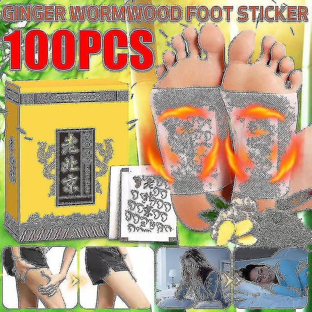 100 Pcs Ginger Wormwood Foot Patch Detox Remove Body Toxins Foot Patches on Productcaster.