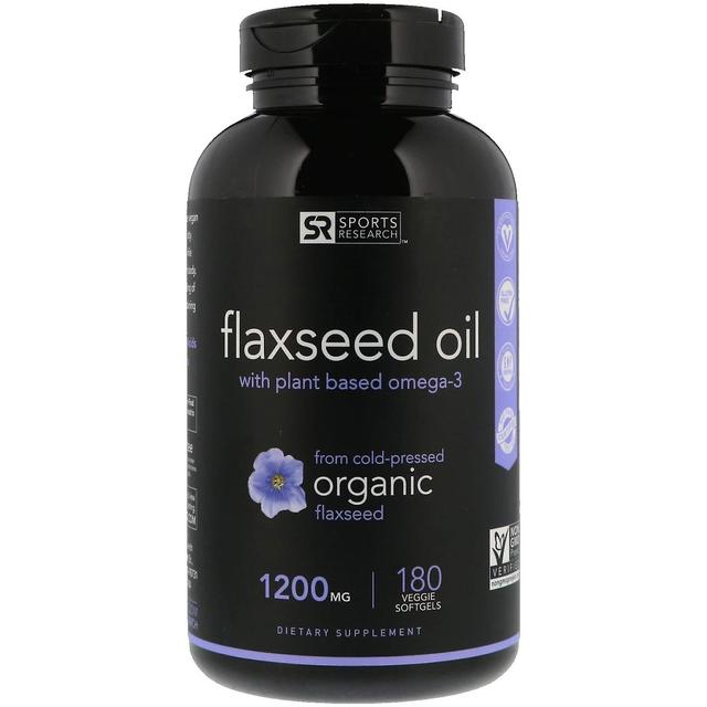 Sports Research, Flaxseed Oil with Plant Based Omega-3, 1,200 mg, 180 Veggie Sof on Productcaster.