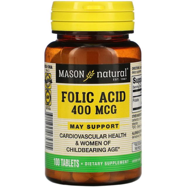 Mason Natural, Folic Acid, 400 mcg, 100 Tablets on Productcaster.